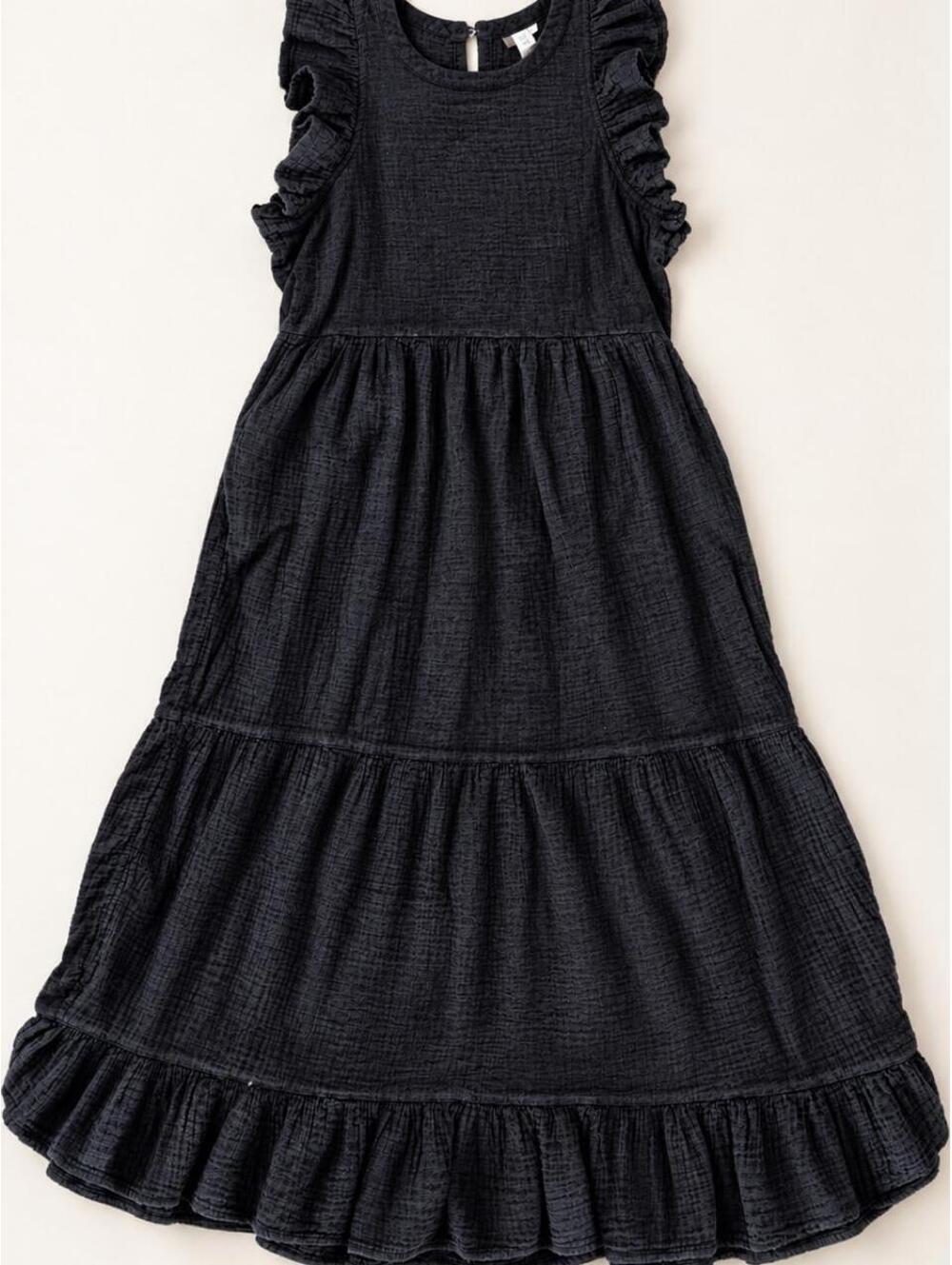 Universal Thread S Black Cotton Gauze Tiered Maxi Dress Boho Western Prairie